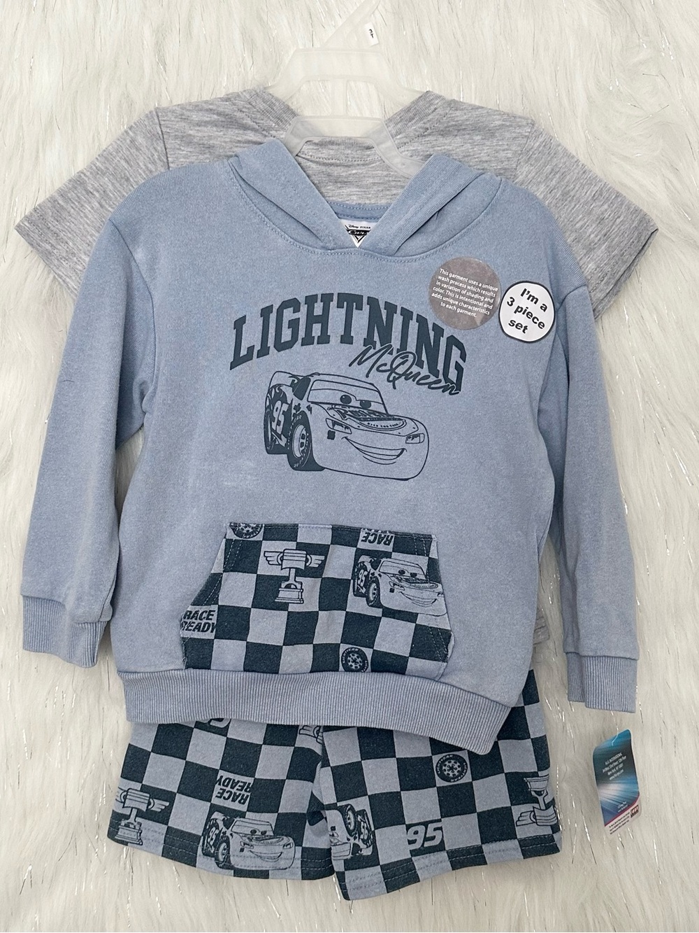 Disney Lightning McQueen Blue & Gray Kids Matching Set